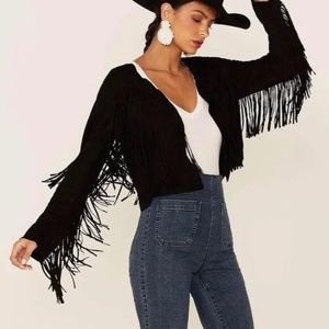 LA Hearts Faux Suede Boho Fringe Jacket